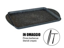 BISTECCHIERA LISCIA ANTIADERENTE TEGLIA FORNO COTTURA PIETRA LAVICA CM 28X35