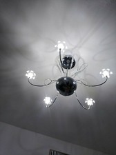 LAMPADARIO DESIGN  SOSPENSIONE MODERNA ACCIAIO CROMATO LED G4 LAMPADA LED 6 LUCI