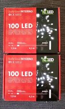 Luci albero di natale 100LED 4.2mt catena luminosa BIANCO FREDDO 2 confezioni