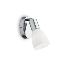 Applique faretto in vetro bianco 1 luce da parete specchio cromata ideal lux