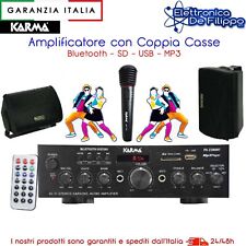 KIT PA2380BT amplificatore stereo con mp3 bluetooth casse nere e microfono