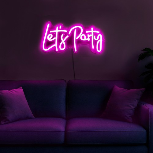 Scritta neon rosa let party - scritta,