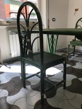 tavolo in vimini verde con 6 sedie usato in buone condizioni 