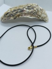 COLLANA FILO CAUCCIU' NERO CON CHIUSURA IN ARGENTO DORATO CM 40, 45, 50, 60