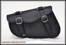 Borsa Laterale IN Cuoio per Telaio Rigida Nero Singola{ Harley Sportster Iron }