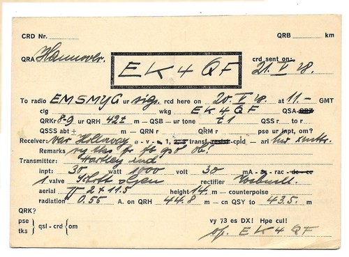 Radio qsl ek4qf - radio, hannover