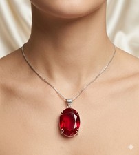 Ciondolo granato rosso - , argento