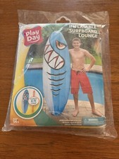 Play day Inflatable Surfboard Lounge Shark 6 Feet Long Pool Toy Sealed New 