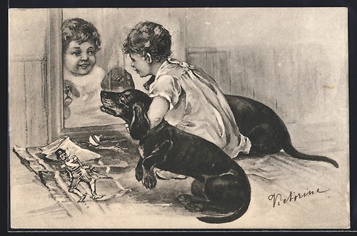 Cartolina artista bambino - d'artista,