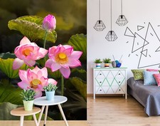 Carta da parati 3D rosa Lotus