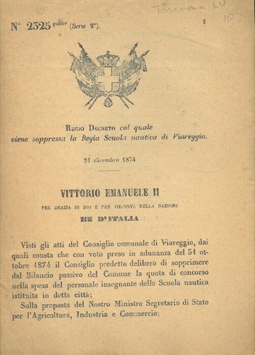Regio decreto col quale - quale, viene