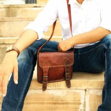 Borsa da uomo vintage unica in pelle artigianale messenger tracolla per lapto...