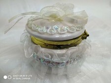 96 cofanetto in ceramica con cop. con tulle bomboniera matrimoni comunione