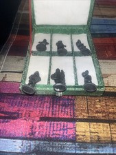 Set 6 soldatini in metallo in miniatura in scatola di seta - personaggi storici artigianali