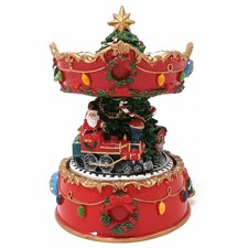 Carillon Giostra con Babbo Natale sul trenino giocattolo 12x12x16,5cm