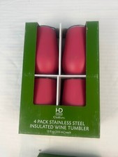 Nuovo con scatola: Bicchieri da vino isolati in acciaio inox HD Designs confezione da 4 12 oz