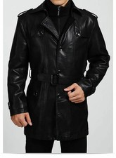 Trench coat uomo nero in vera