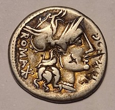 Gens Sergia, denario, 116-115 a.C., argento, 20mm, 3,74g (Crawford 286/1)