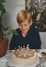 C2 - Cp  Cartolina Augurale Buon Compleanno Bambino con torta - Fg Nvg