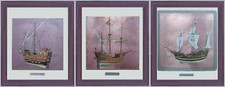 3 antichi velieri serigrafia rame S. Maria Galeone ecc