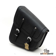 1X Borsa Da Sella In Pelle Nera Adatta Per Harley Davidson Softail E Sportster