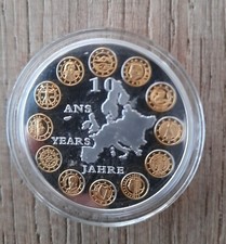 DALLA LIRA ALL'EURO 10 ANNI MEDAGLIA IN ARGENTO 999° DIAMETRO 40 MM 