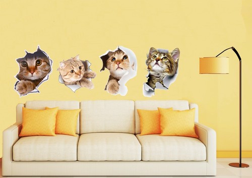 Adesivi murali cute gattins - adesivi,