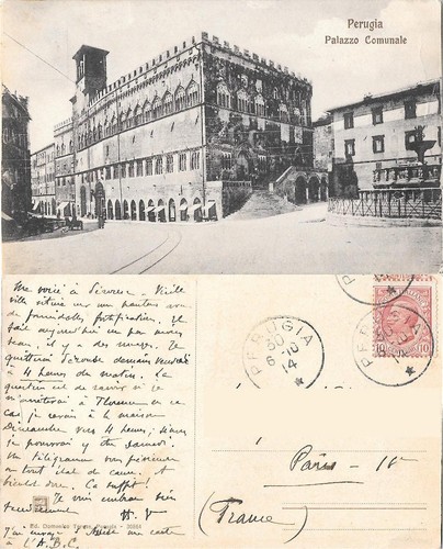 Cartolina perugia palazzo - cartolina, perugia.