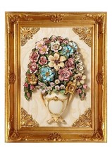 Quadro Oro Verticale con Fiori
