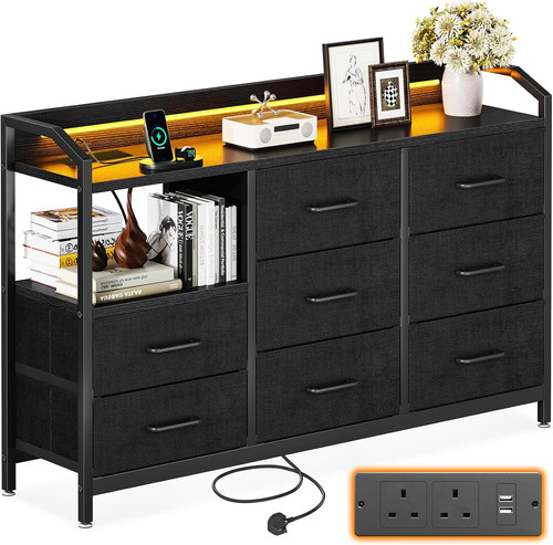Black chest drawers led 8 - black, of
