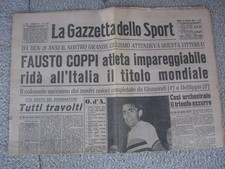 1953 giornale d'epoca LA GAZZETTA DELLO SPORT - COPPI CAMPIONE DEL MONDO