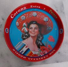 VASSOIO METALLO BIRRA CORONA EXTRA CON SEGNI DI USURA