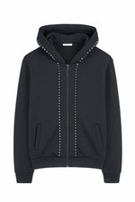 Felpa nera con cappuccio e zip intera Versace Collection taglia M V800718