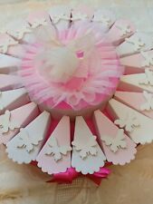 TORTA BOMBONIERA BIMBA *COMUNIONE* BATTESIMO* DA 20 FETTE CON FARFALLA IN LEGNO 