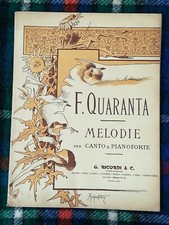 F. QUARANTA MELODIE PER CANTO E PIANOFORTE SPARTITO CON COPERTINA HOHENSTEIN    