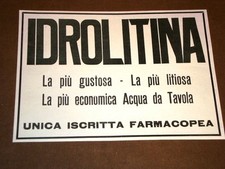 Pubblicità d'epoca dei primi del '900 Acqua da tavola Idrolitina