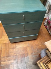 cassettiera ufficio in legno, blue/verde