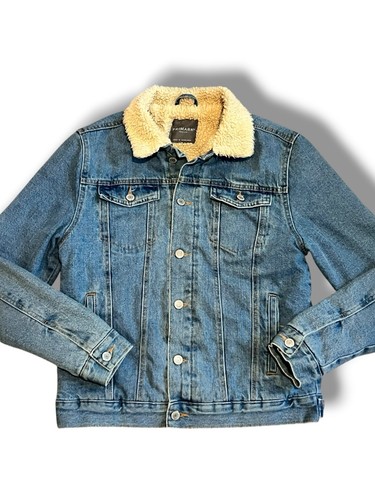 Giacca jeans uomo denim sherpa