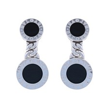 Orecchini a goccia Bulgari Bvlgari in onice - oro bianco 18 carati traforati