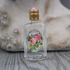 5.7 cm, miniature de parfum vide, bouteille en verre décorée de fleurs