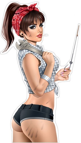 Adesivo pinup mechanic girl - mechanic,