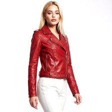 Giacca donna pelle biker slim