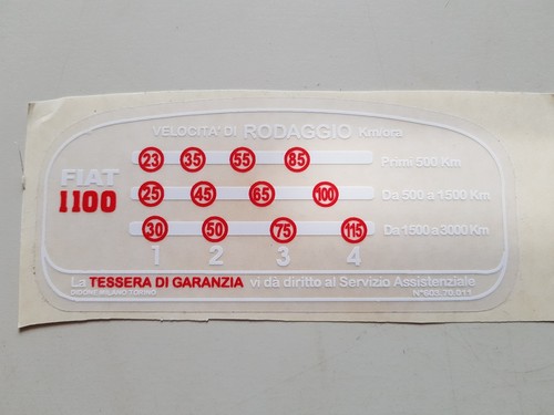 Adesivo norme rodaggio fiat - adesivo,