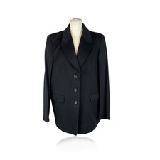 Autentico Blazer Monopetto Loredana Del Monte Vintage Lana Nera 52 IT