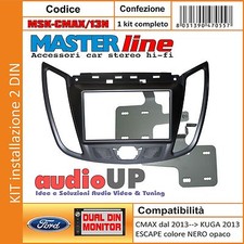 MASCHERINA AUTORADIO  KIT 2 DIN FORD CMAX 2013 IN POI ADATTATORE NERO OPACO