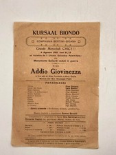 ADDIO GIOVINEZZA Camasio Oxilia Comp. Bertini Unione Goliardica Palermitana 1921