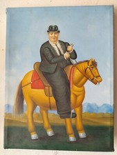 Fernando Botero olio su tela cm.30x40 cm, fatto da artista italiano."uomo a cava