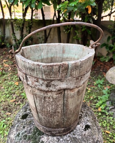 Secchio antico legno rurale - antico,