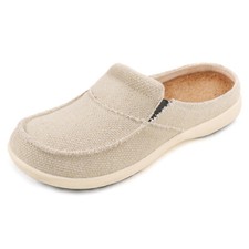 Mocassino donna tela zoccoli slip on casa scarpe antiscivolo casual ciabatte beige
