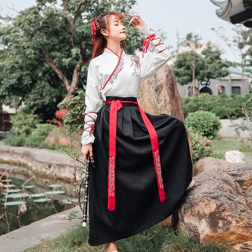 Abito hanfu ricamato cinese - ricamato,